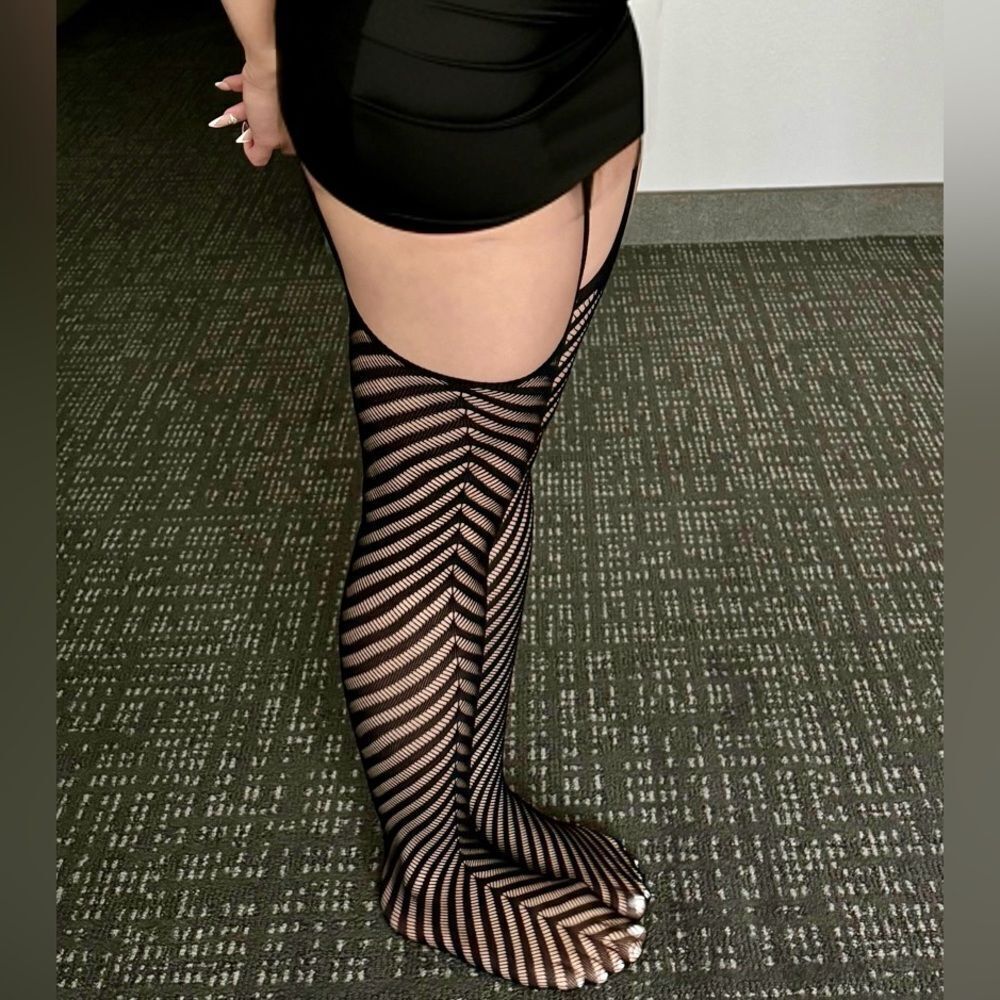 Suspender Stockings With Chevron Stripes​​​​ - Picture 5 of 6